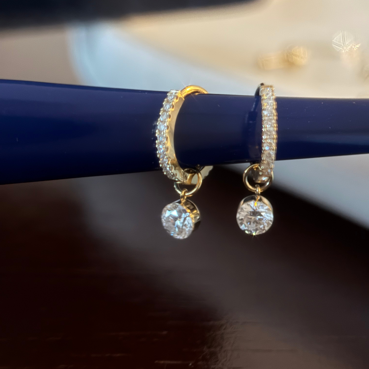 NEW The Piper Round Diamond Drop Earrings