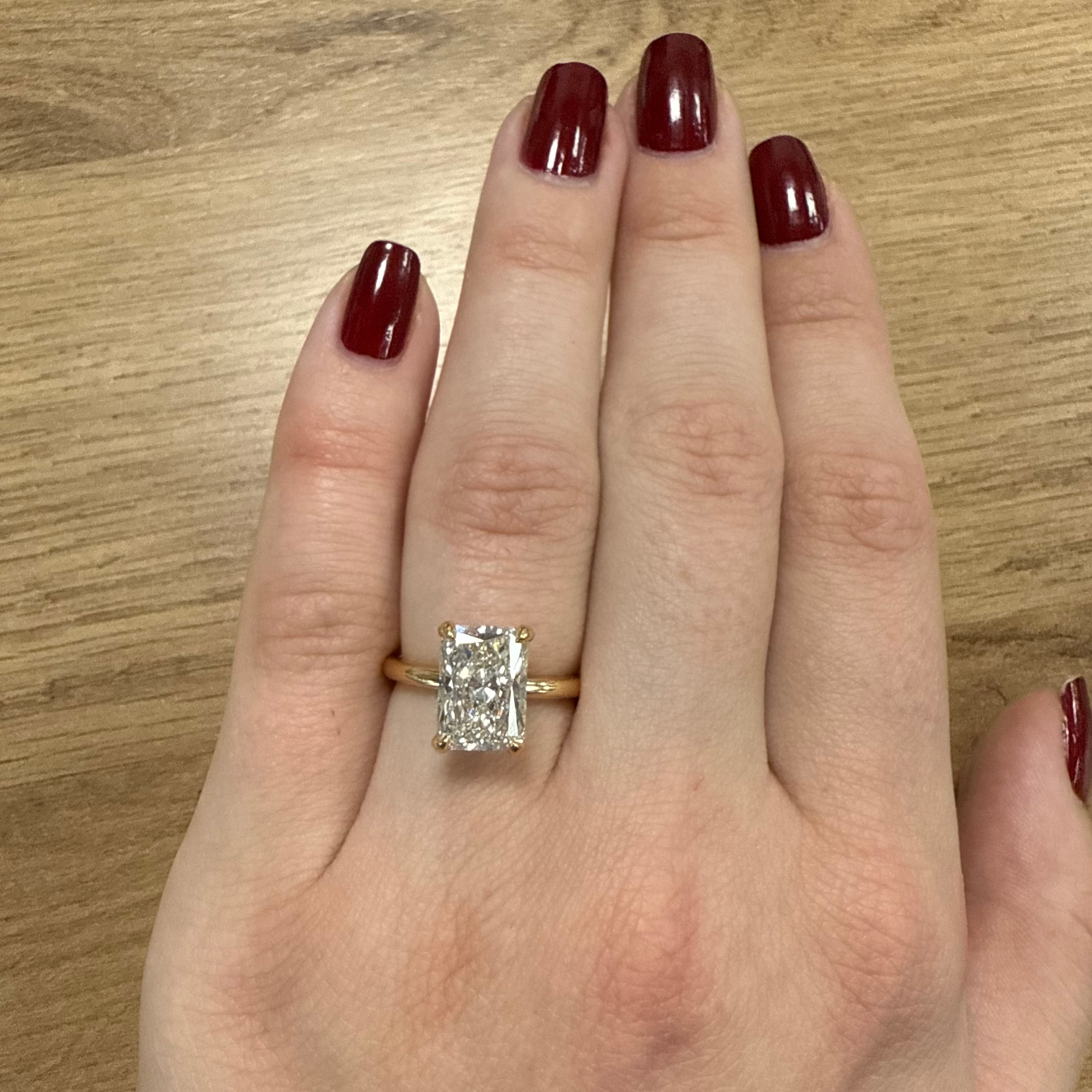 Custom L + S Radiant Engagement Ring