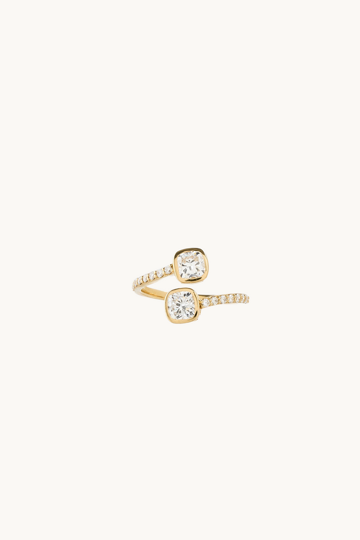 Deema Double Round Bezel Diamond Wrap Ring