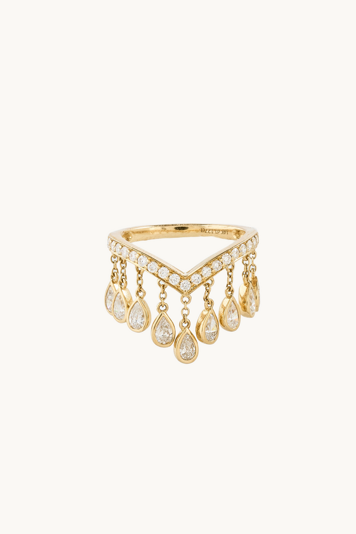 Farrah Fringe Bezel Pear Diamond Ring
