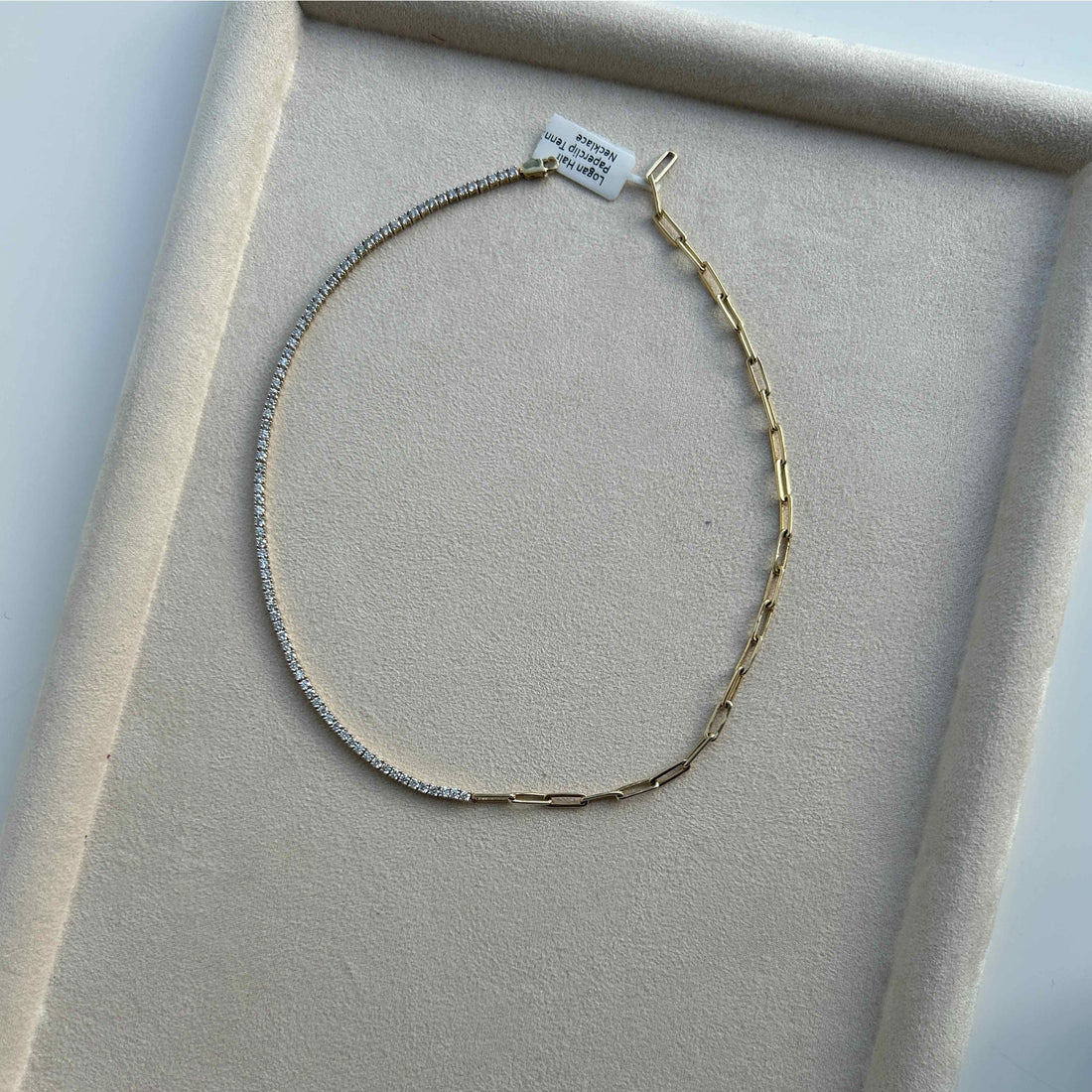 Logan Half Paperclip Tennis Necklace
