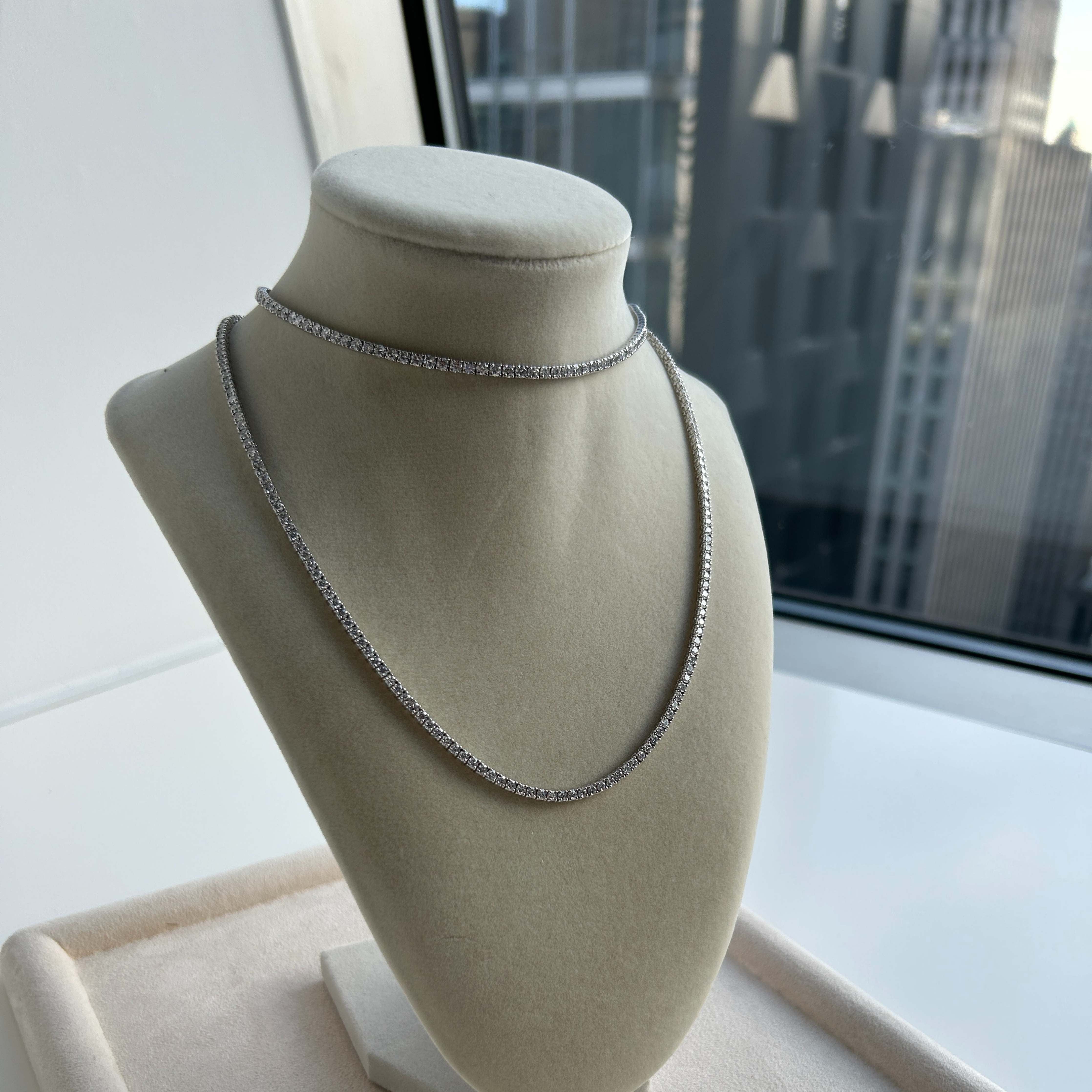 Round Diamond Tennis Necklace