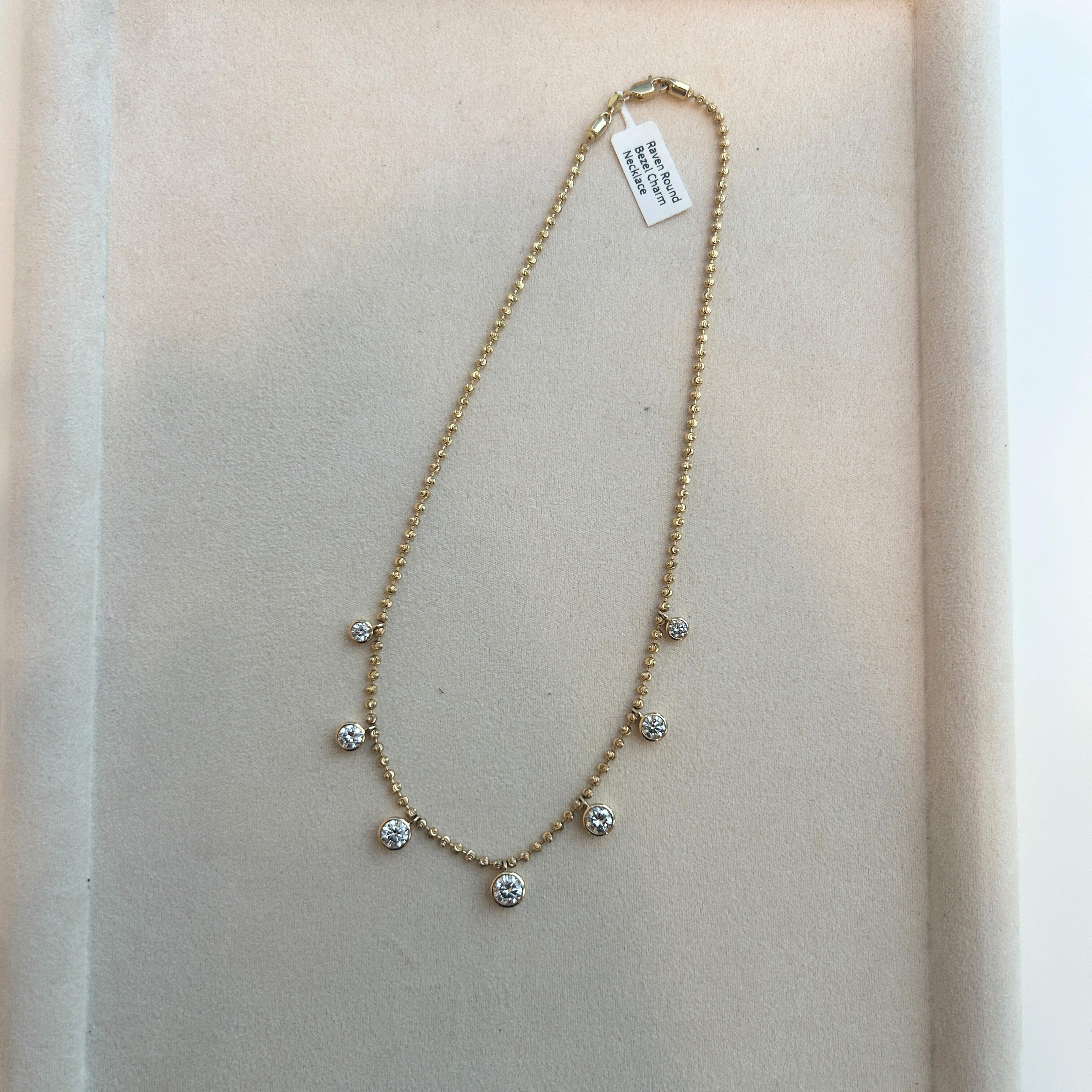 Raven Round Bezel Diamond Charm Necklace