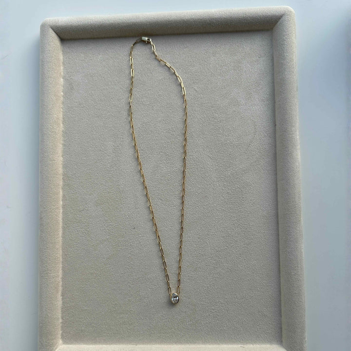 Lili Oval Bezel Paperclip Pendant