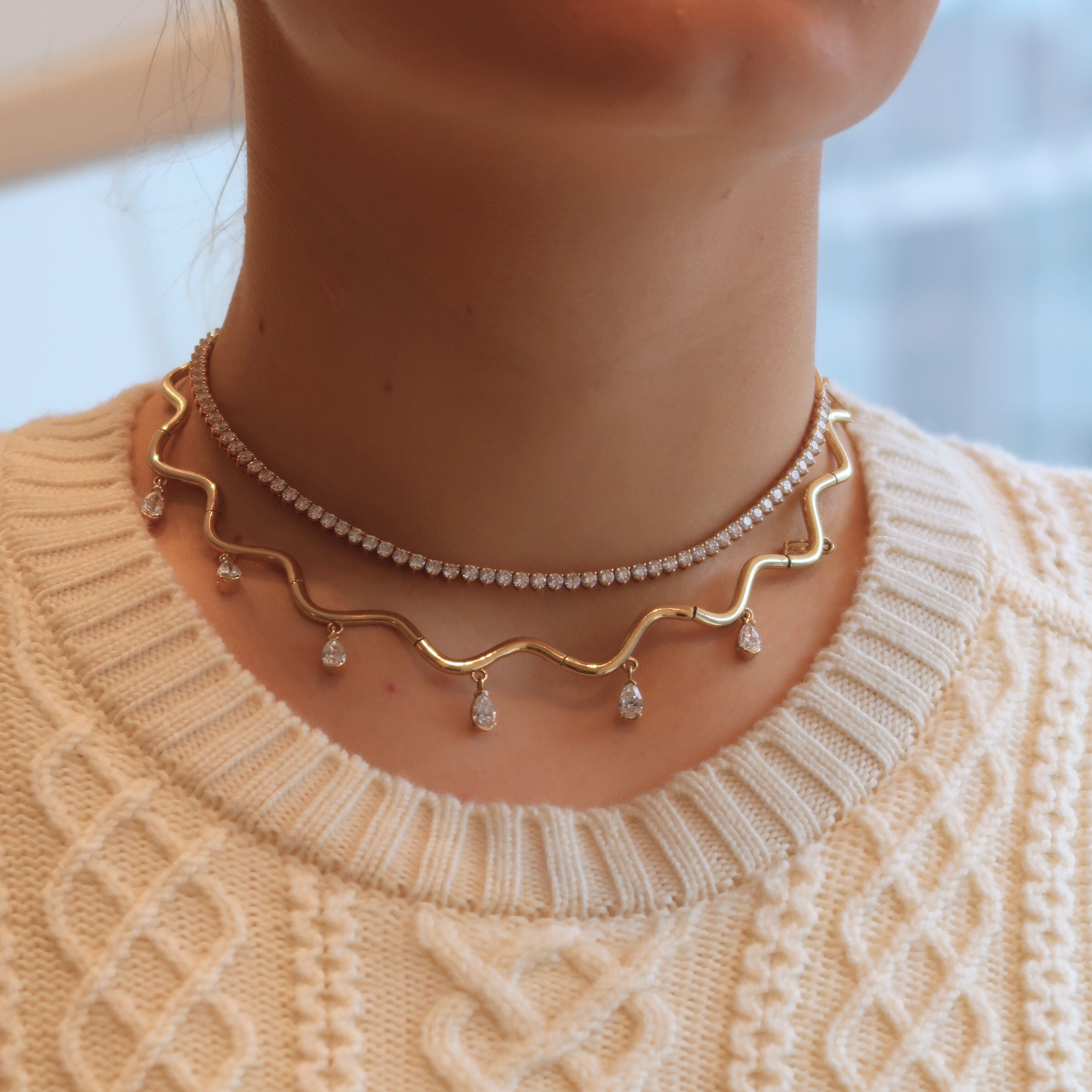 Skye Pear Diamond Drop Necklace