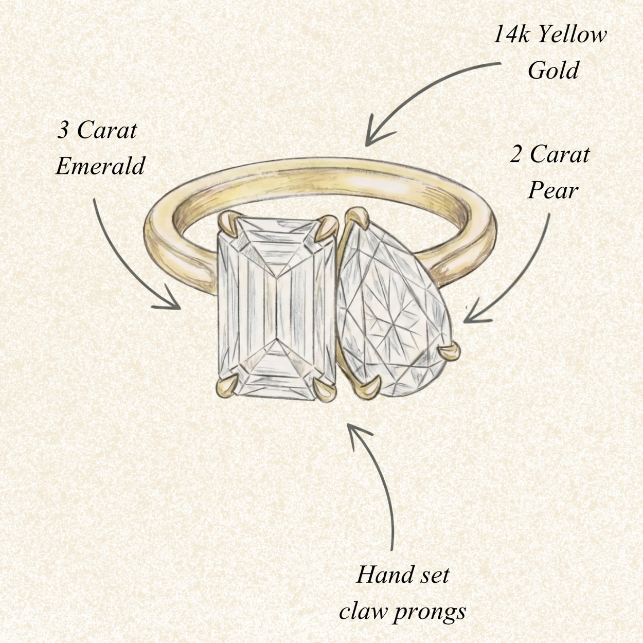 Custom C + M Toi et Moi  Engagemen Ring