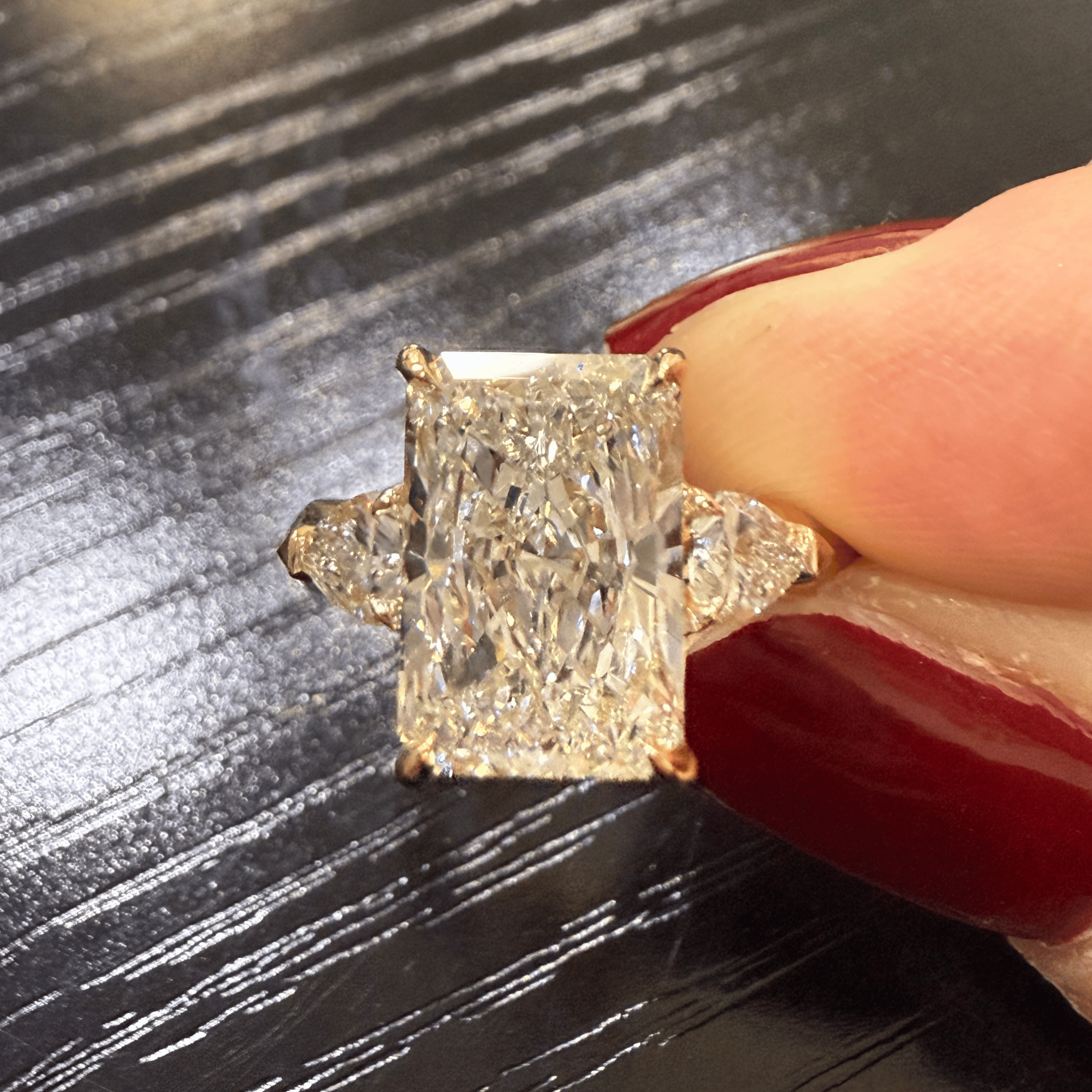 Custom Z + E Radiant Engagement Ring