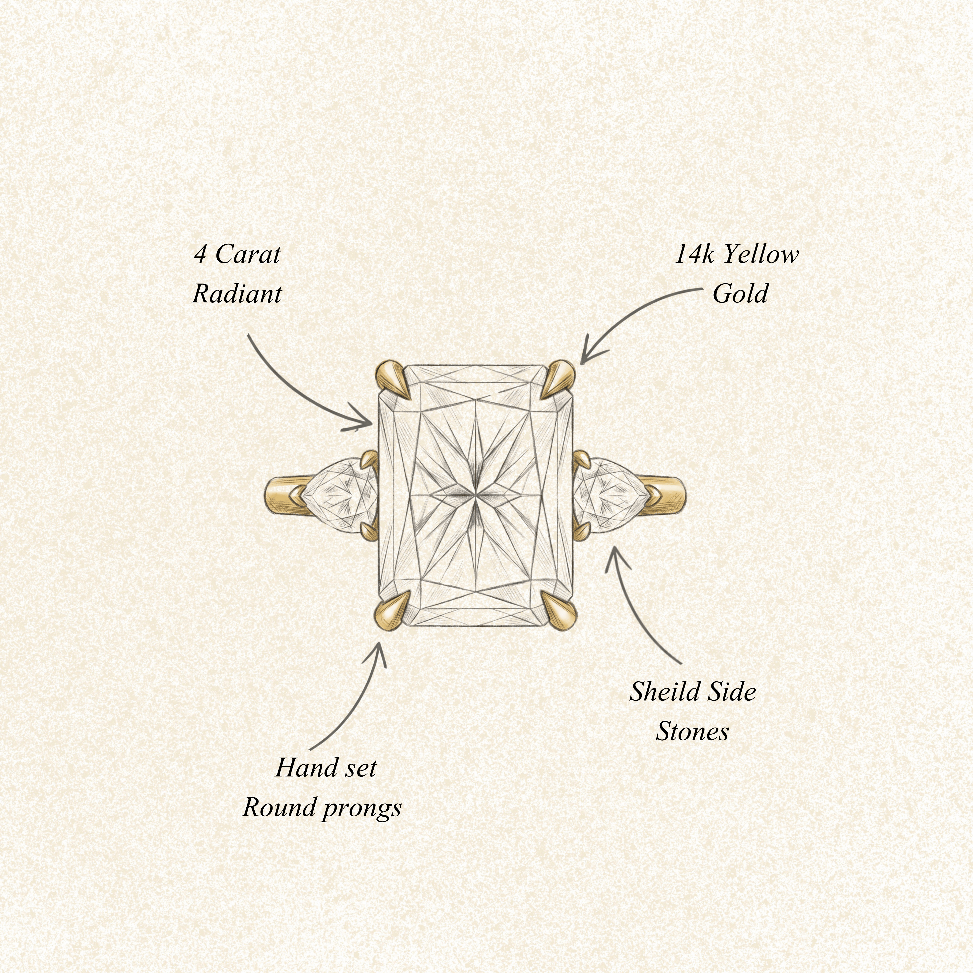 Custom Z + E Radiant Engagement Ring