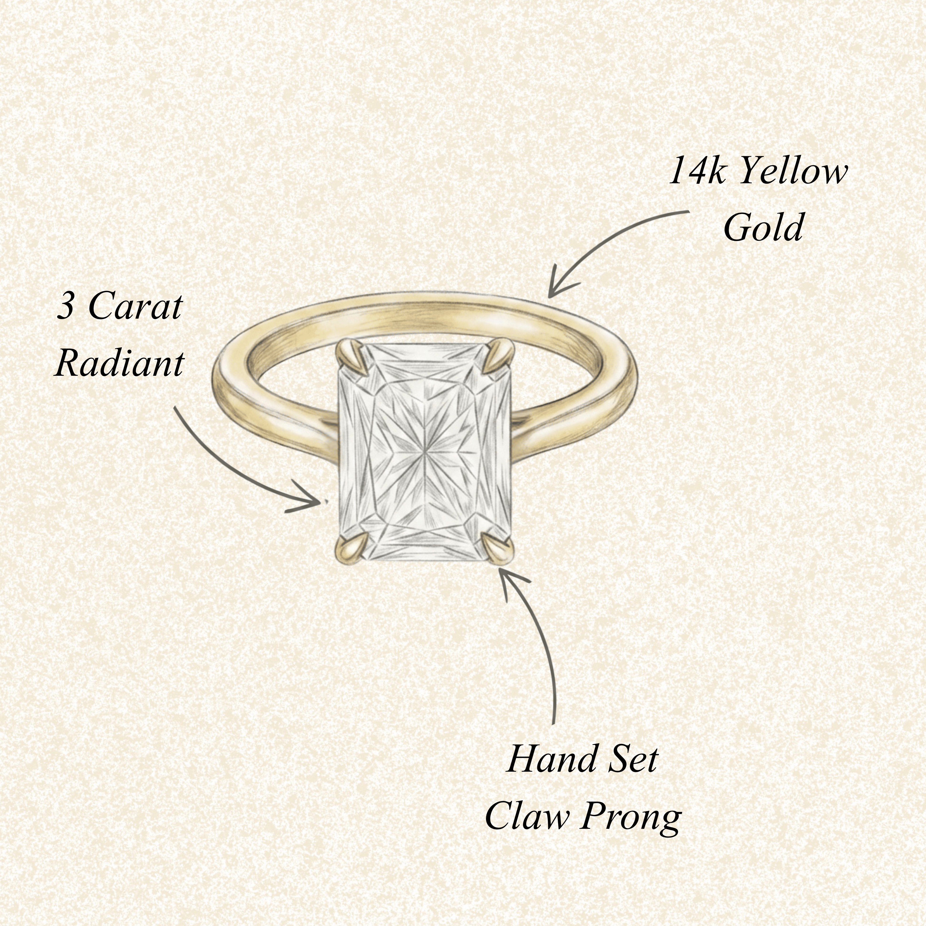 Custom L + S Radiant Engagement Ring