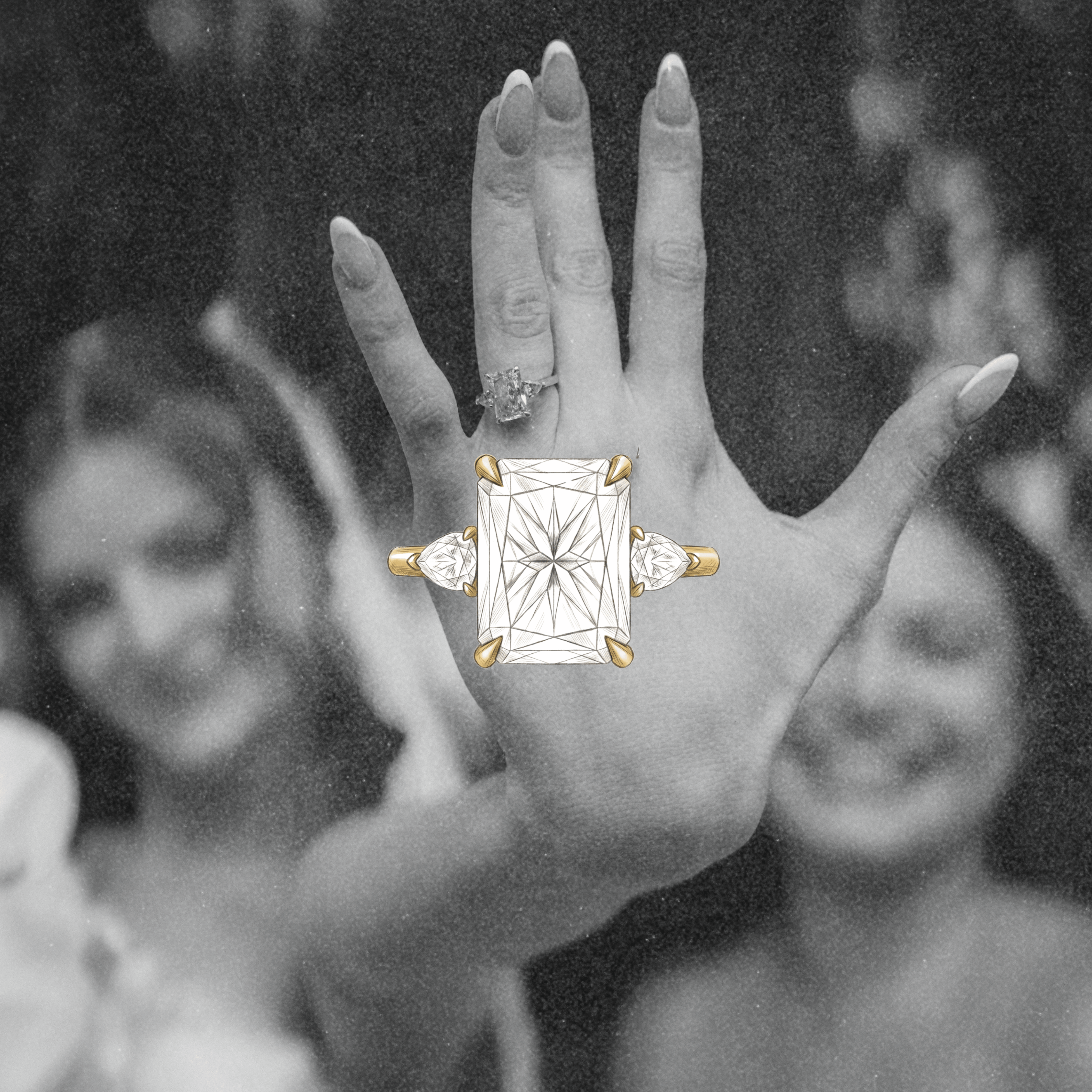 Custom Z + E Radiant Engagement Ring