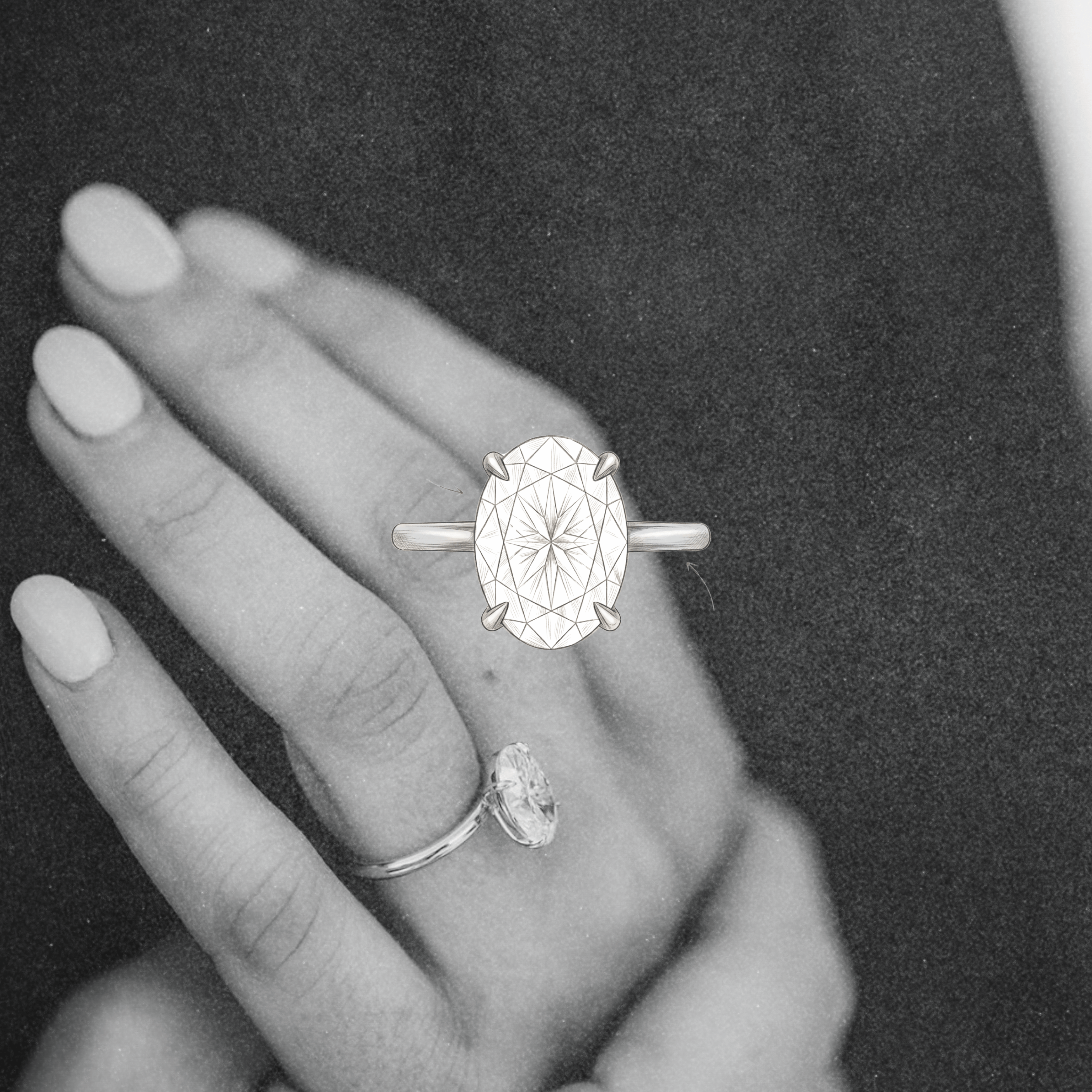 Custom A+E Engagement Ring and Wedding Bands