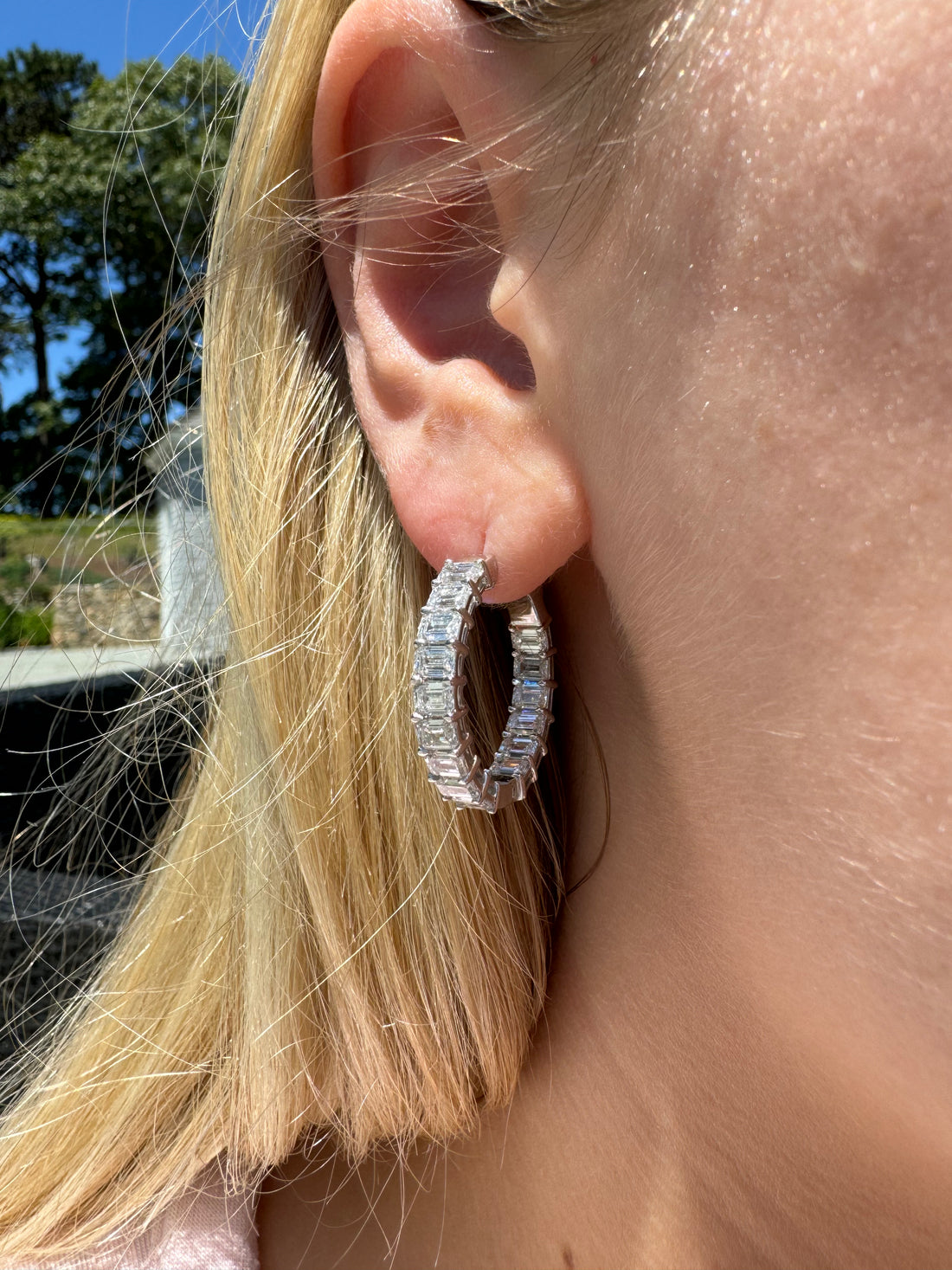 Emerald Cut Hoops - LabLove Jewelry