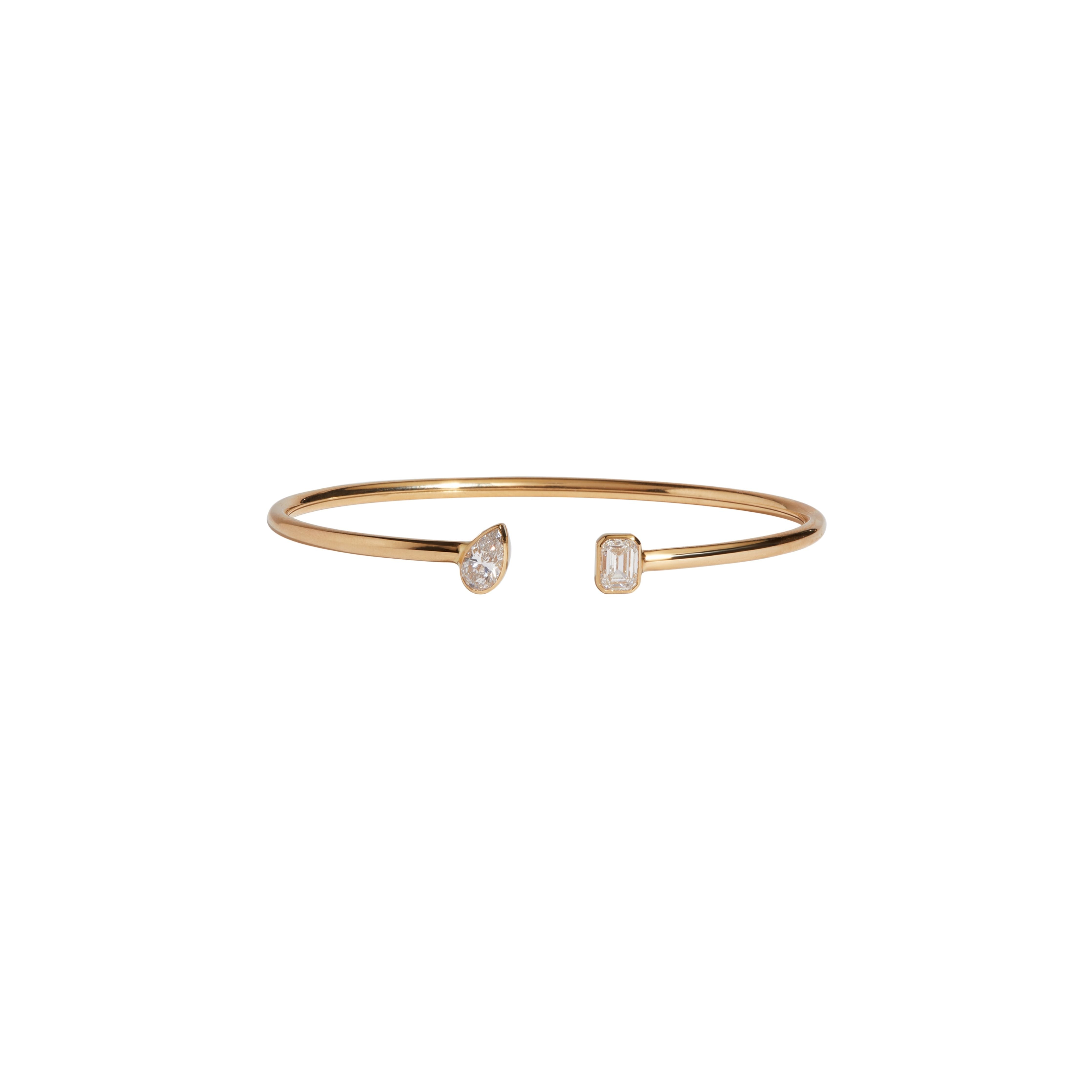 Ellie Bezel Pear & Emerald Diamond Cuff Bracelet