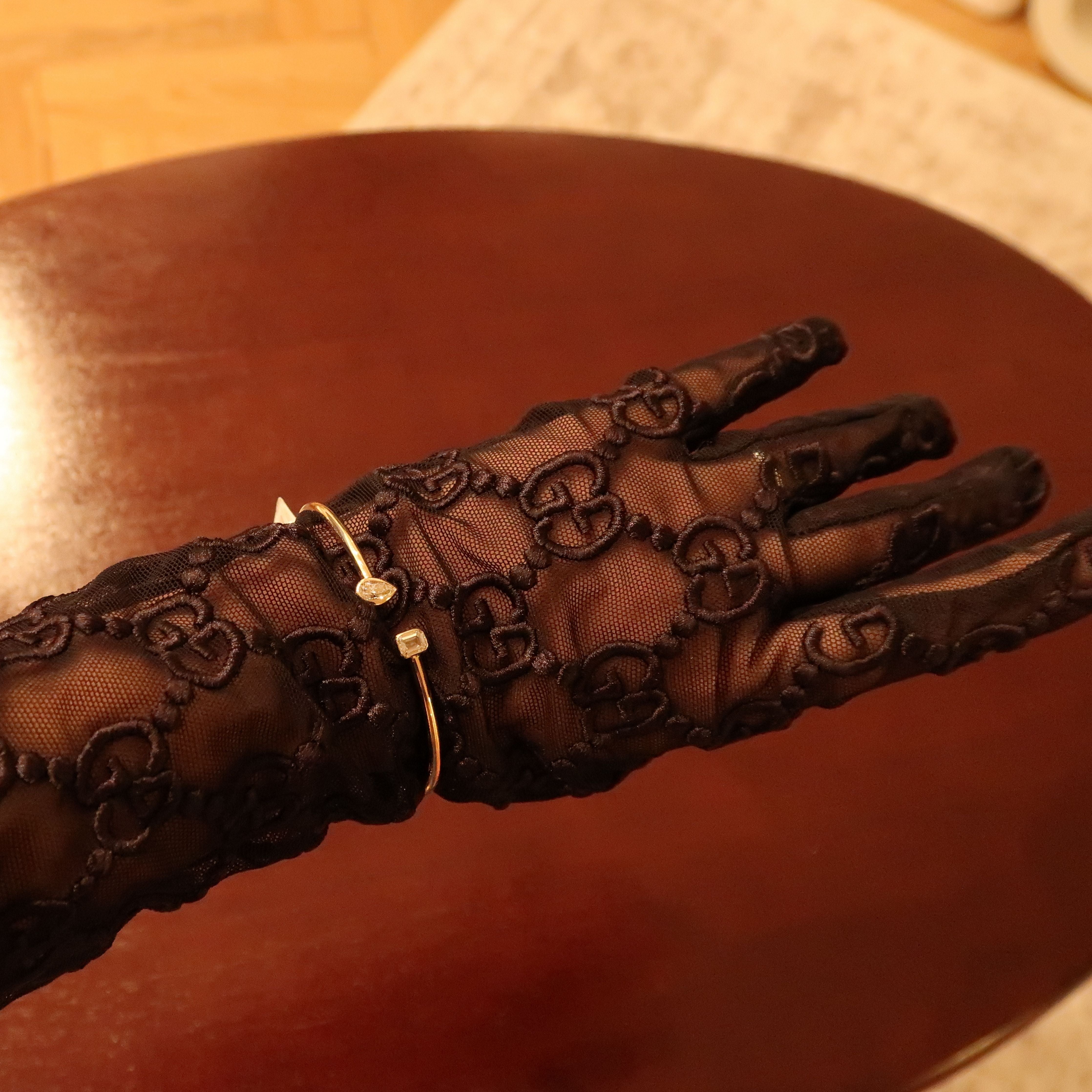 Ellie Bezel Pear & Emerald Flexible Cuff