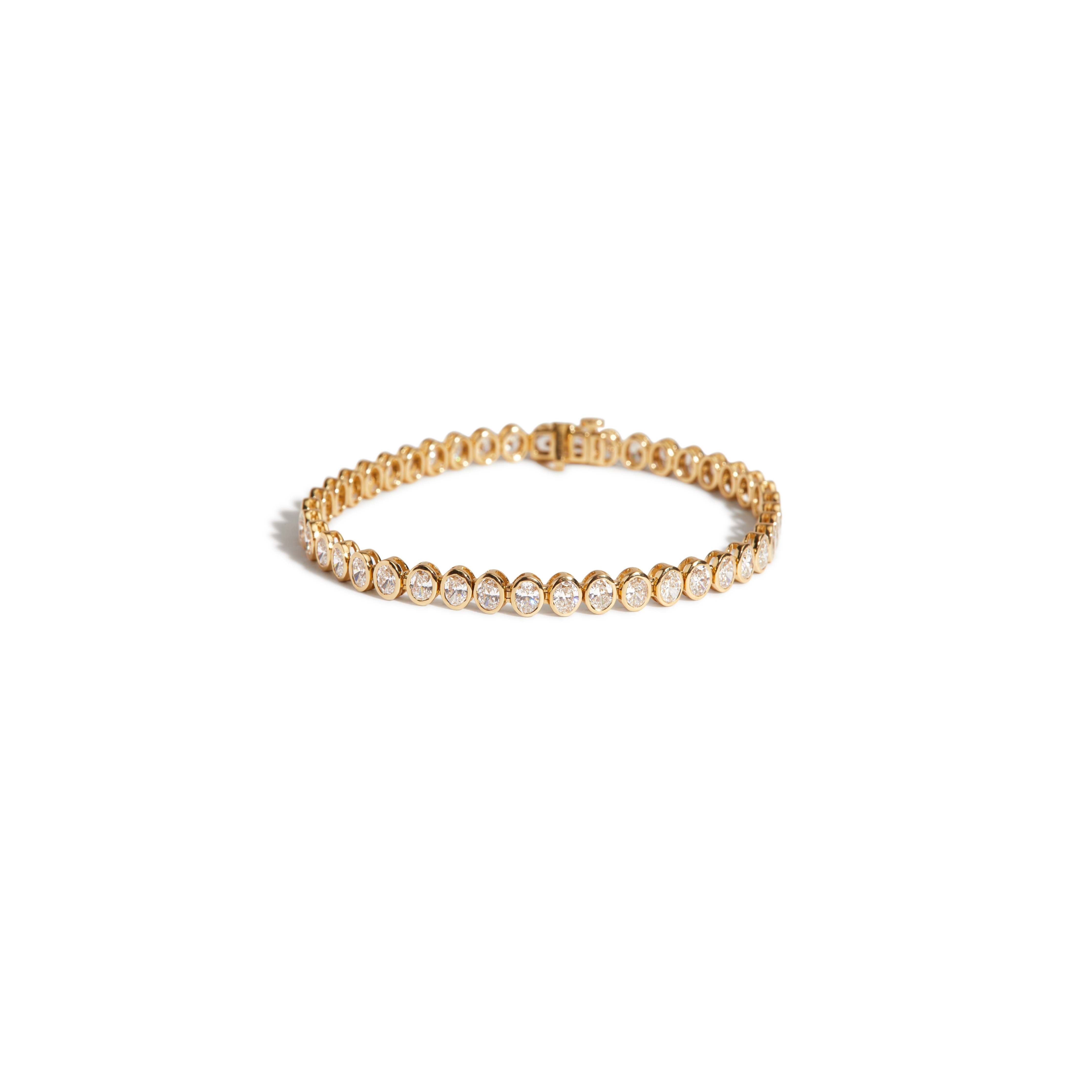 Bezel Oval Diamond Tennis Bracelet